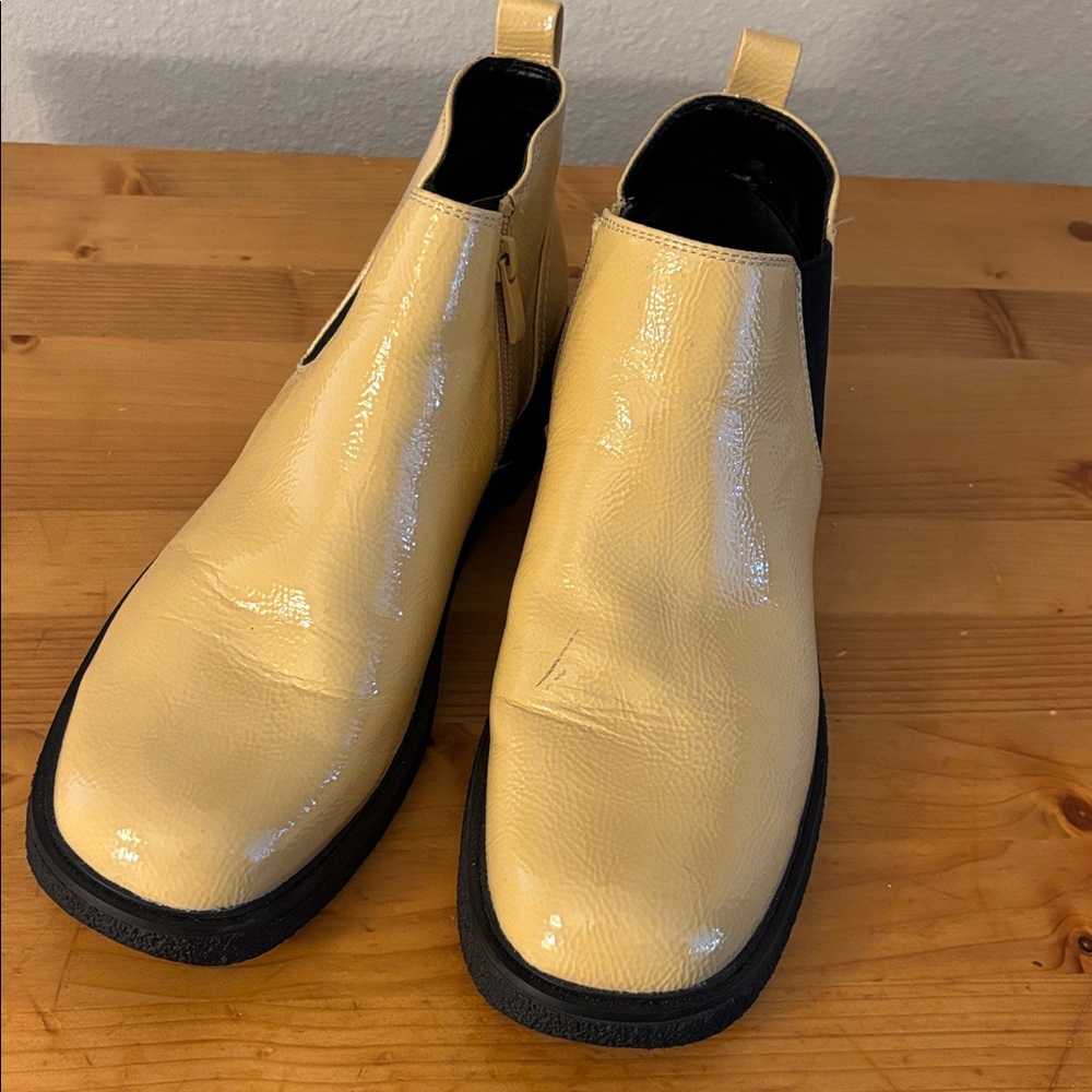 Franco Sarto Mustard Leather Ankle Boots
